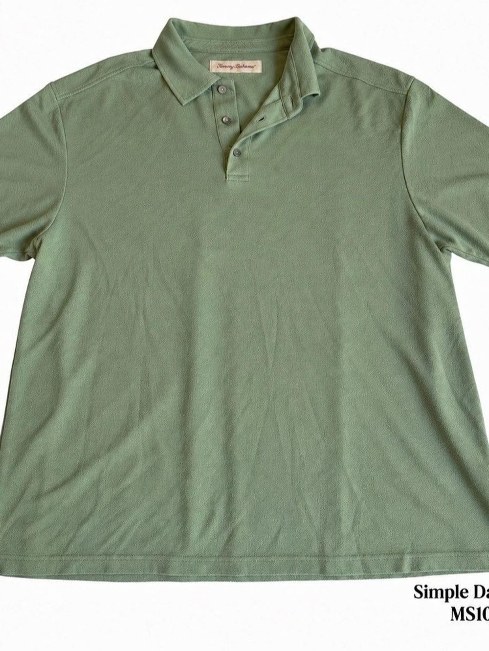 Tommy Bahama Men’s Green Polo Shirt Large Silk Blend Short Sleeve